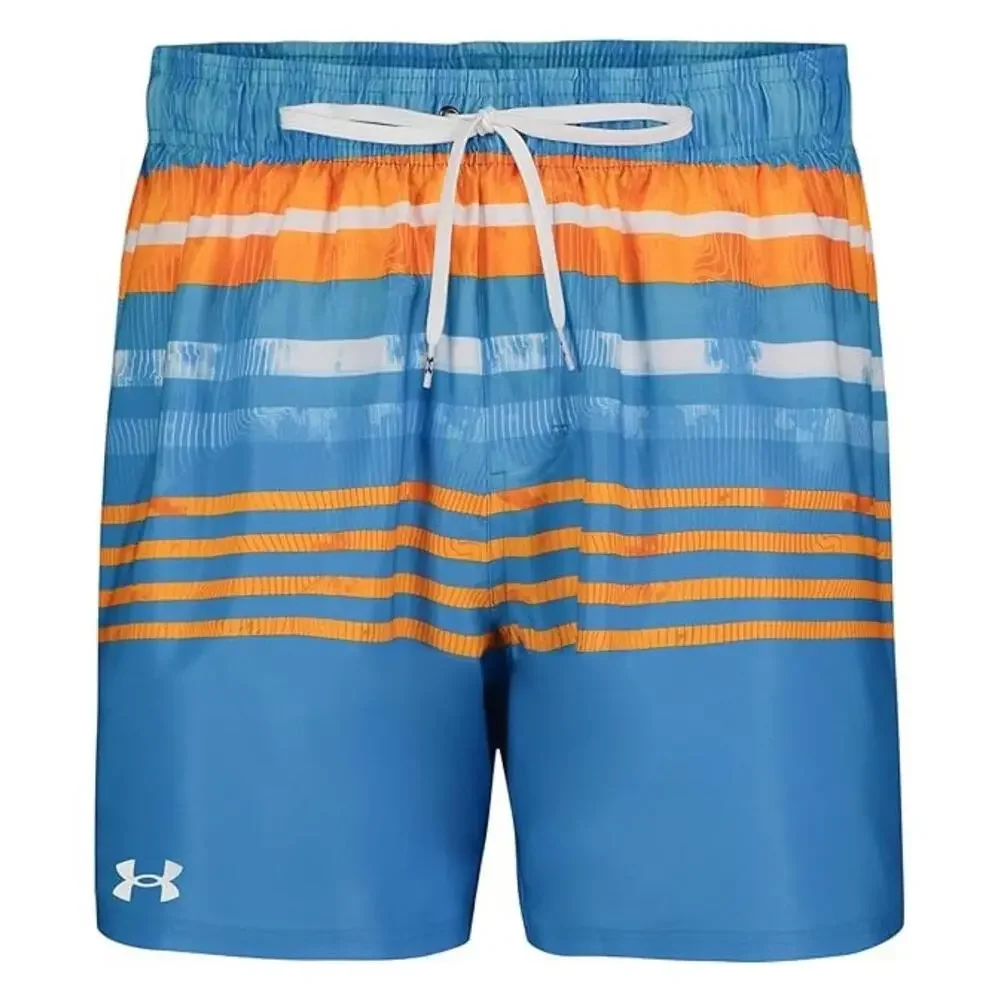 Under Armour Volley Swim Shorts Boys Medium Viral Blue Ripple Striped GBO2957